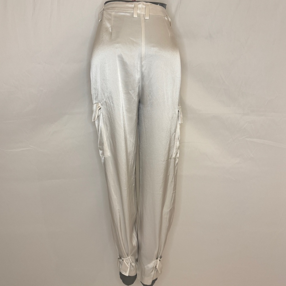 Aritzia Babaton Refined Satin Cargo Pant in Matte Pearl - Picture 7 of 9
